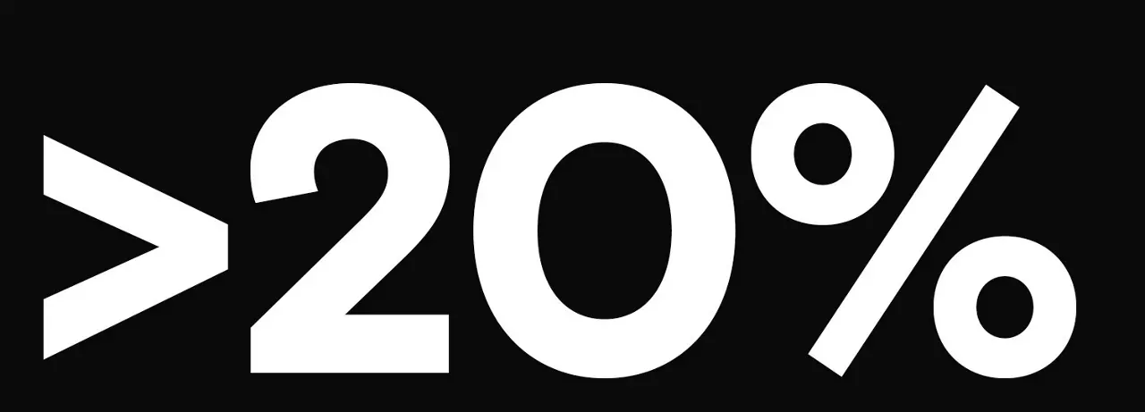 超過 20%