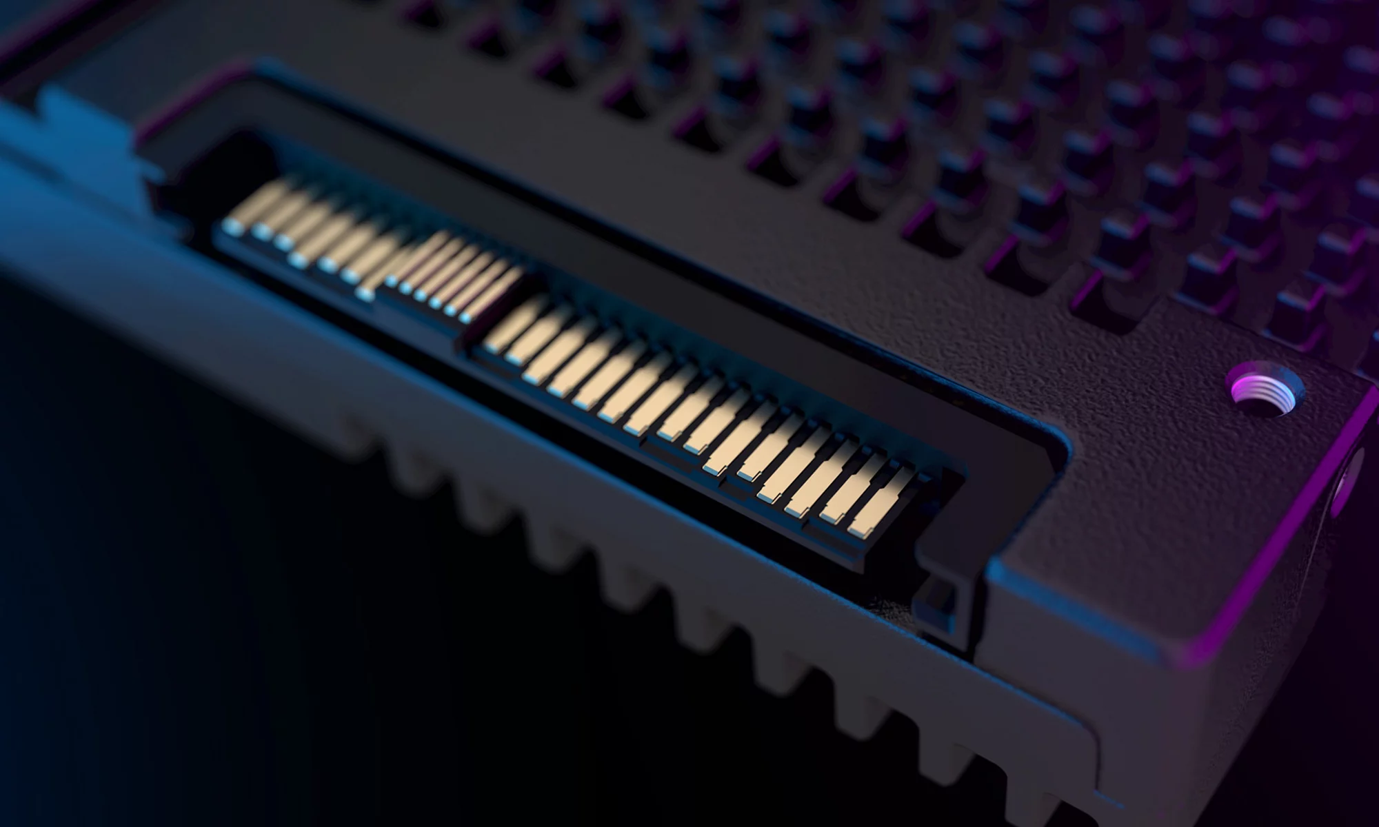 SSD 邊緣連接器的近拍畫面