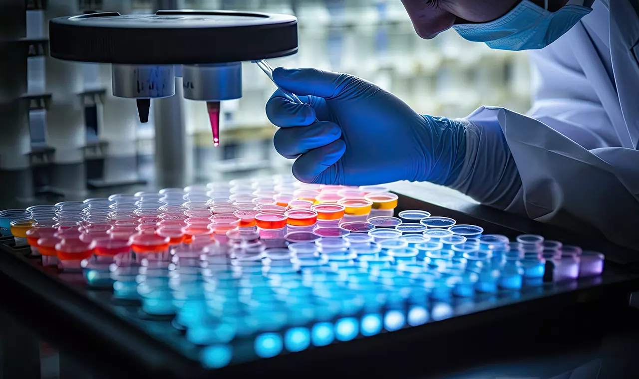 身穿實驗衣的女科學家在工作