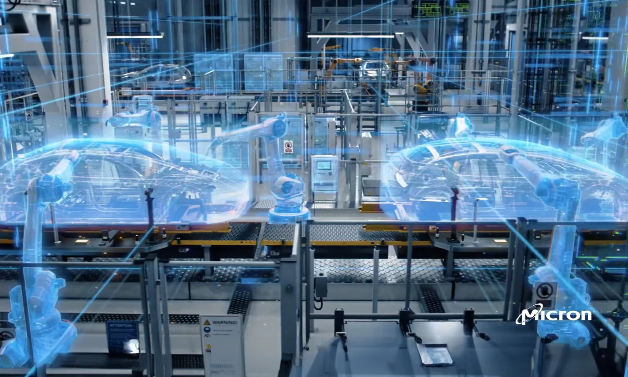 藍燈照亮的資料中心